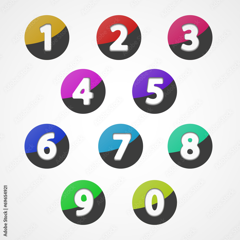 Numbers set, colorful web icon Numbers set, colorful web icon