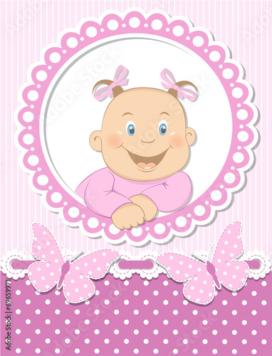 Happy baby girl scrapbook pink frame