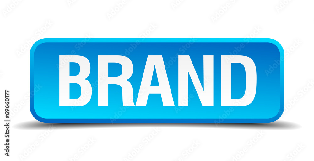 Brand blue 3d realistic square isolated button Brand blue 3d realistic square isolated button