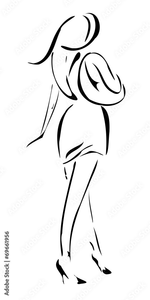Graphic black figure girl. Vector illustration Graphic black figure girl. Vector illustration