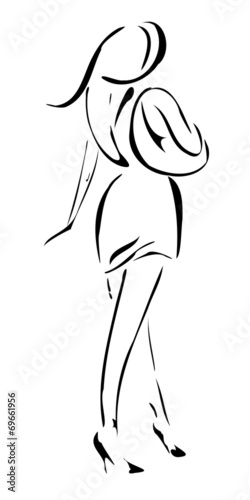 Graphic black figure girl. Vector illustration