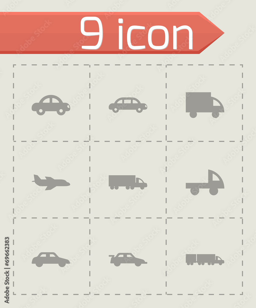 Vector black vehicles icons set Vector black vehicles icons set