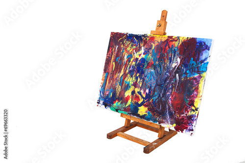 Easel with abstrakt painted canvas