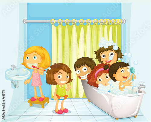 Children in bathroom
