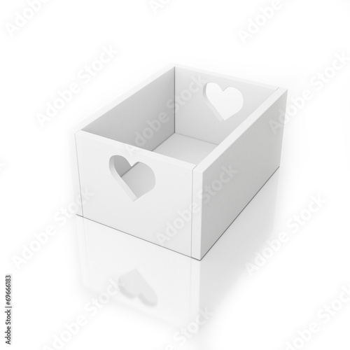 white empty box isolated on white with hearts