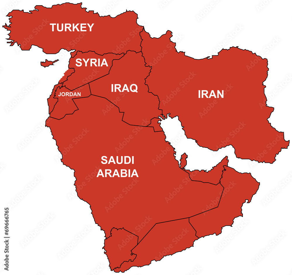 Cartina Iraq Siria Medio Oriente Stock Vector | Adobe Stock