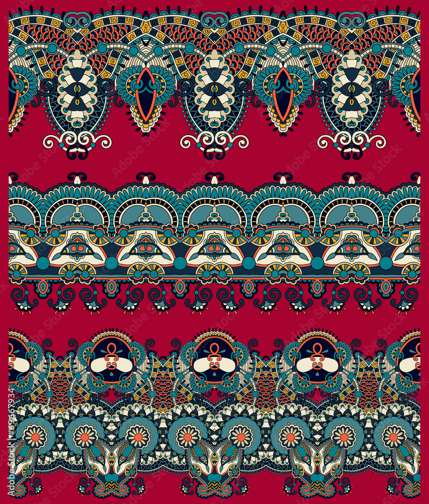 collection of seamless ornamental floral stripes collection of seamless ornamental floral stripes