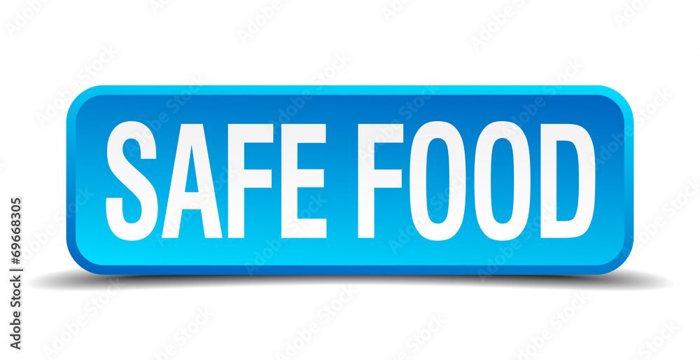 safe food blue 3d realistic square isolated button safe food blue 3d realistic square isolated button