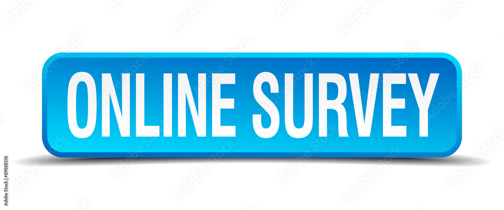 online survey blue 3d realistic square isolated button