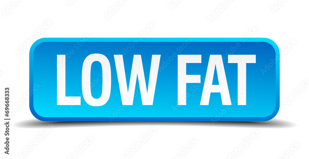Low fat blue 3d realistic square isolated button Low fat blue 3d realistic square isolated button