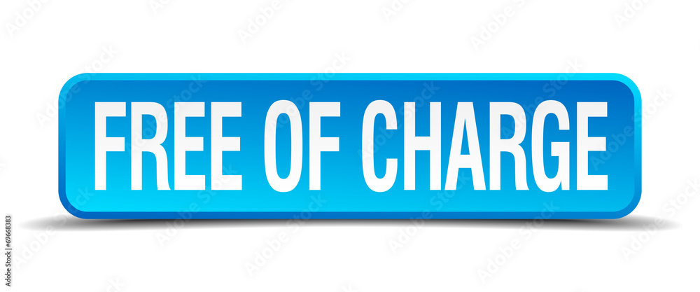 free of charge blue 3d realistic square isolated button free of charge blue 3d realistic square isolated button