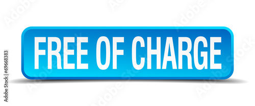 free of charge blue 3d realistic square isolated button