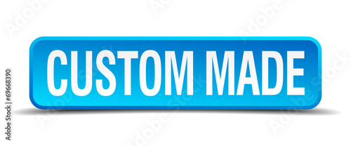custom made blue 3d realistic square isolated button