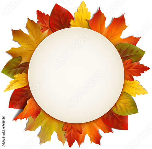Schild umrandet mit Herbstblätter - Kreis
