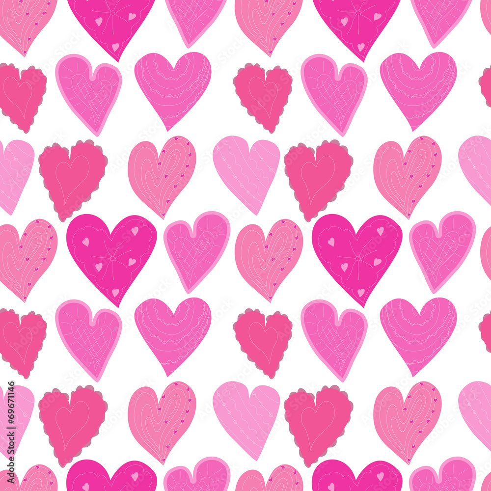 Vector seamless background with colorful hearts