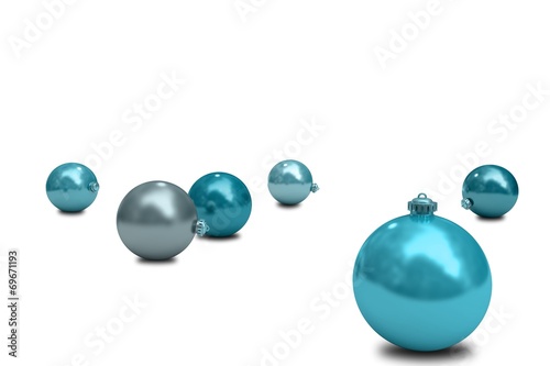 Digitally generated blue christmas baubles