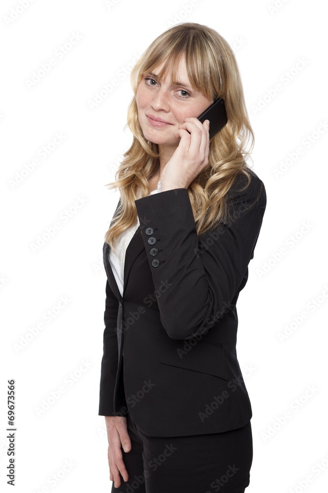 Smiling Office Lady While Calling Smiling Office Lady While Calling