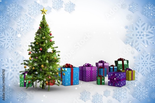 Composite image of christmas tree and presents © WavebreakMediaMicro