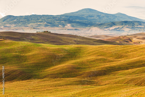 Beautiful light of the morning sun in the Tuscan landscape