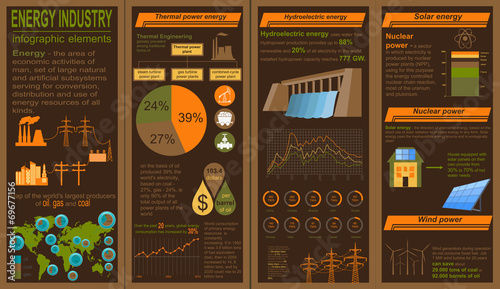 Fuel and energy industry infographic, set elements for creating