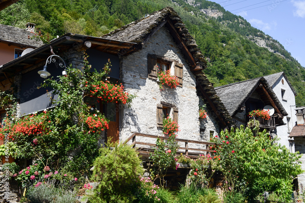 The rural village of Sonogno on Verzasca valley