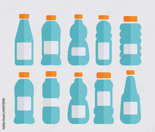 Plastic bottle set - flat icons