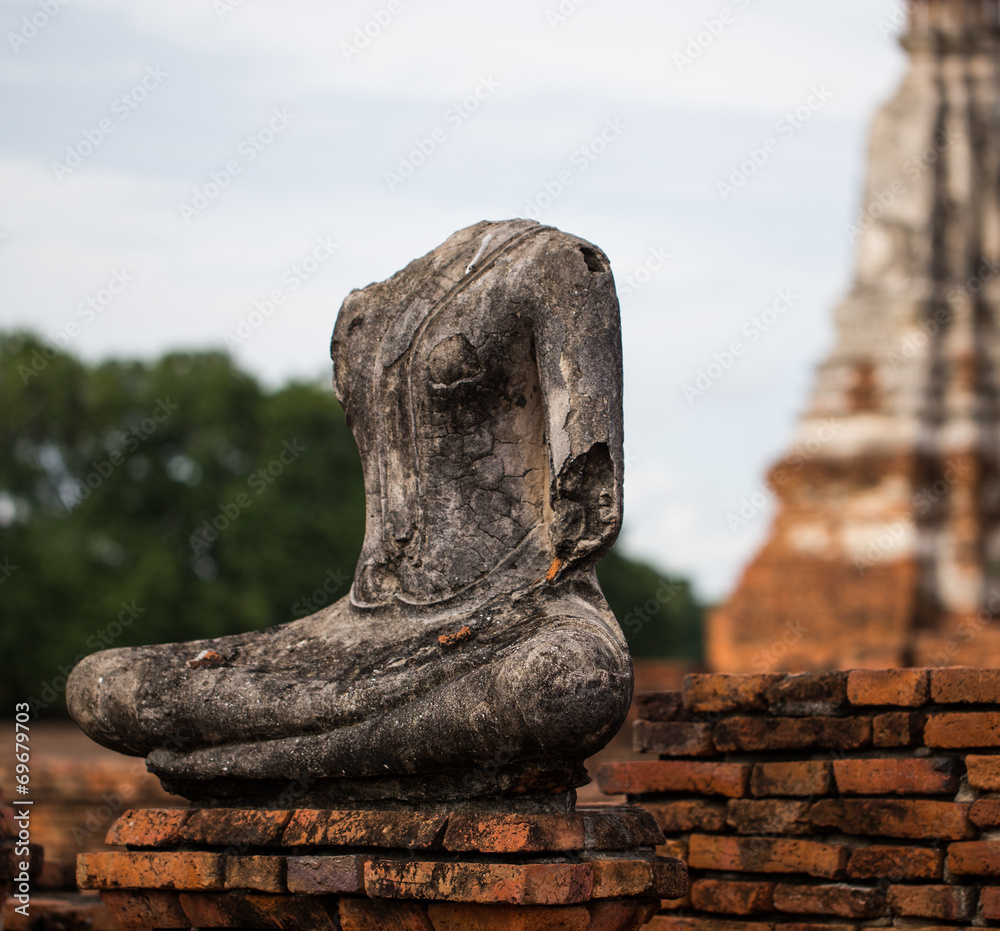 Ruins of buddha statue at Chaiwatthanaram Temple, Ayutthaya . Ruins of buddha statue at Chaiwatthanaram Temple, Ayutthaya .