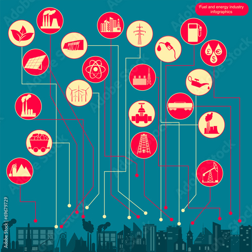 Fuel and energy industry infographic, set elements for creating