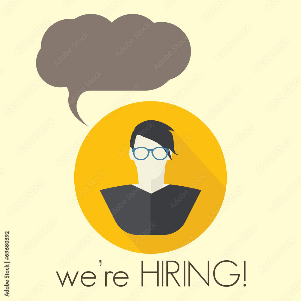 We are hiring man with cloud speech We are hiring man with cloud speech