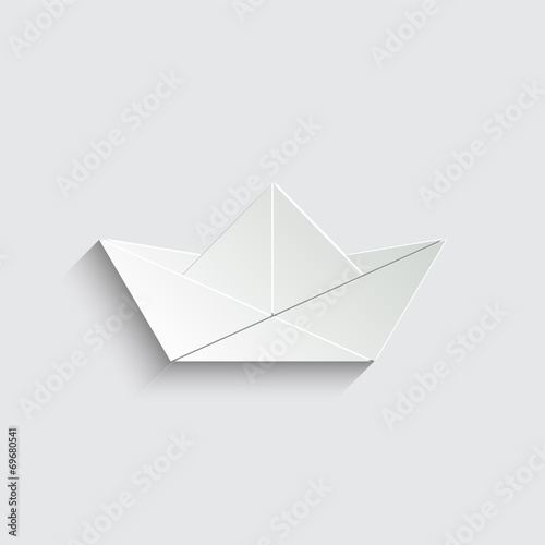 paper boat - vector icon with shadow on a grey background