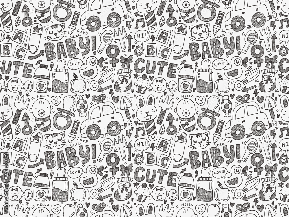 seamless doodle baby pattern seamless doodle baby pattern