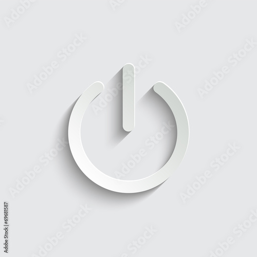 On/Off switch icon with shadow on a grey background