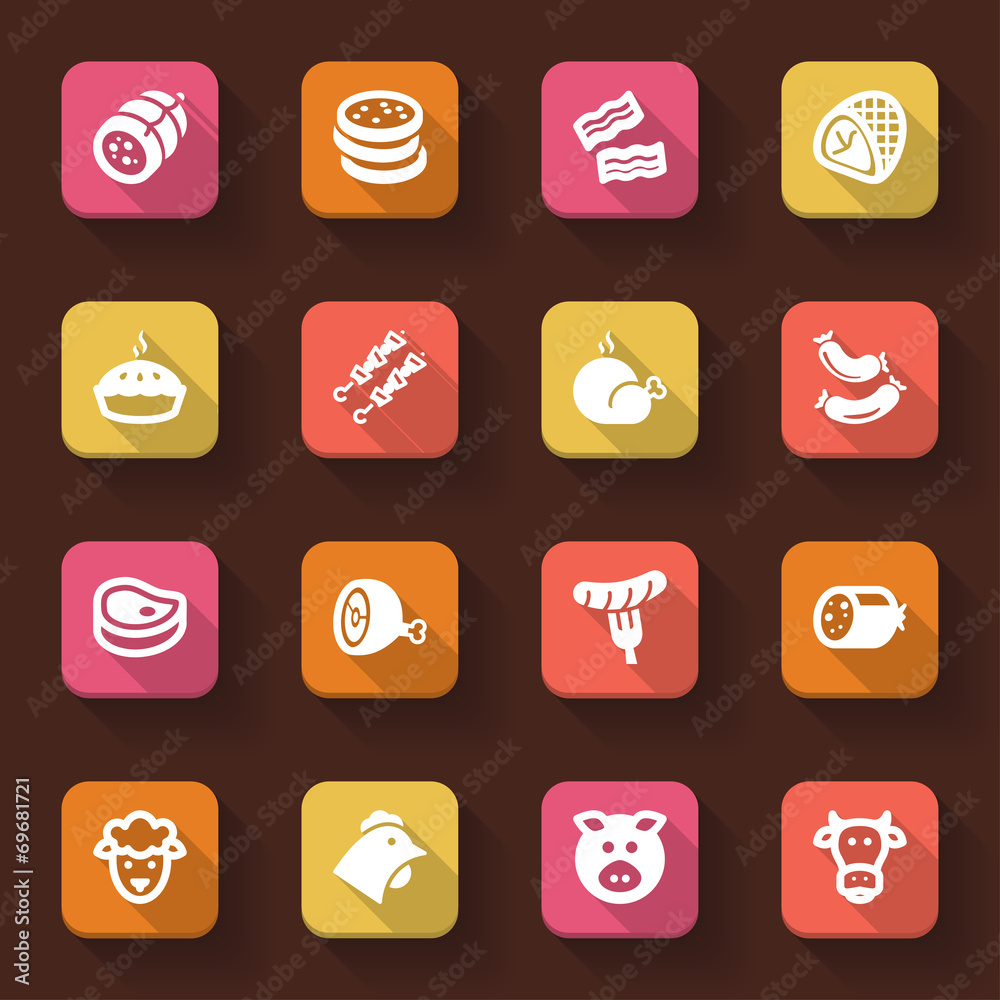 Meat flat icons