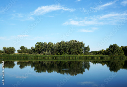 Fototapeta Naklejka Na Ścianę i Meble -  River Chagan in Kazakhstan, summer