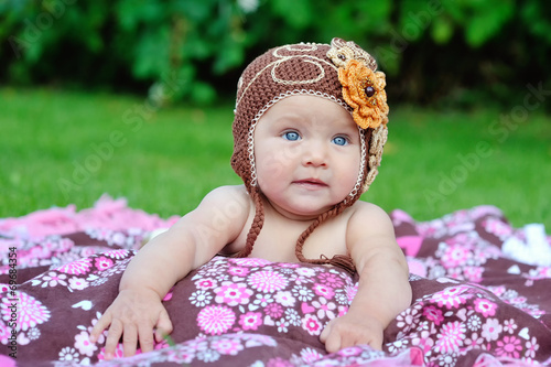 baby girl outside in a handmade photo