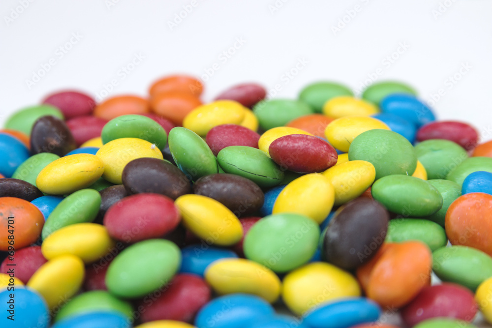 Pile of colorful chocolate coated candy Pile of colorful chocolate coated candy