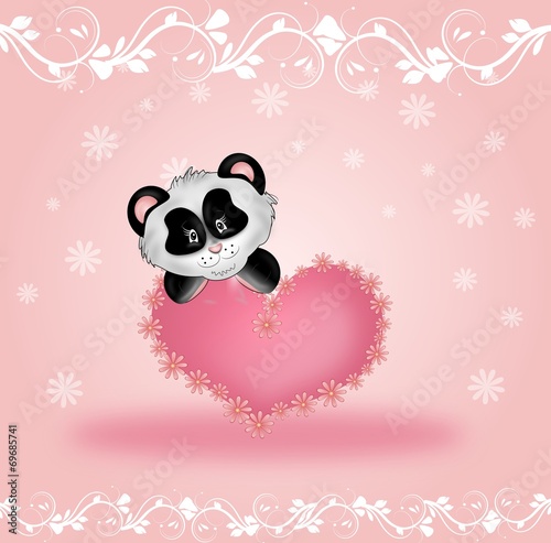 Fototapeta Naklejka Na Ścianę i Meble -  Lovely panda with pink heart