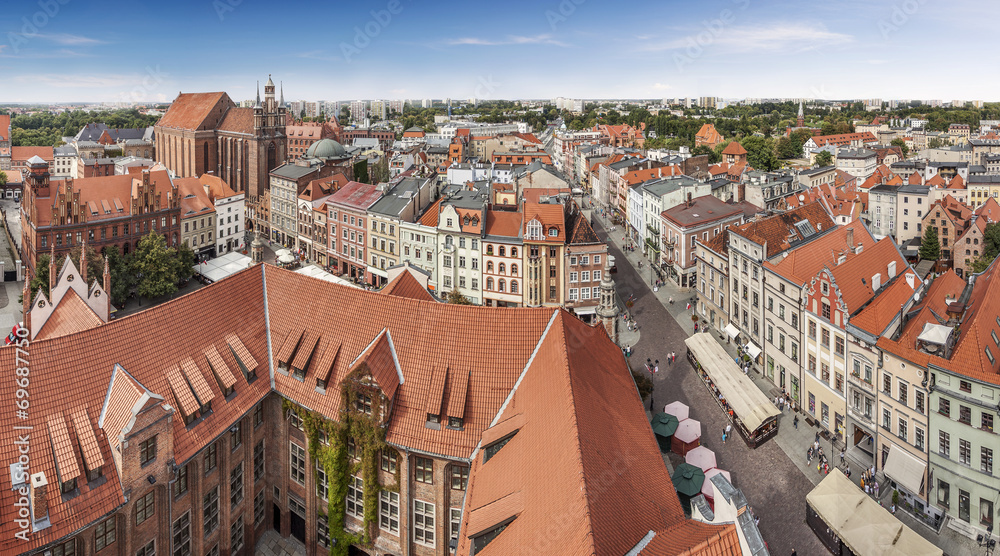 Panoramic view of old town in Torun, Poland.