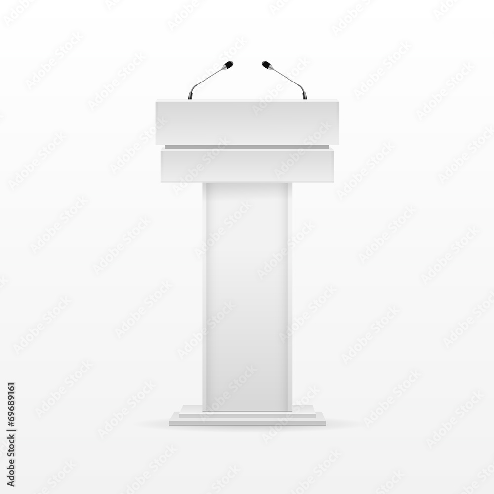 White Podium Tribune Rostrum Stand with Microphone White Podium Tribune Rostrum Stand with Microphone
