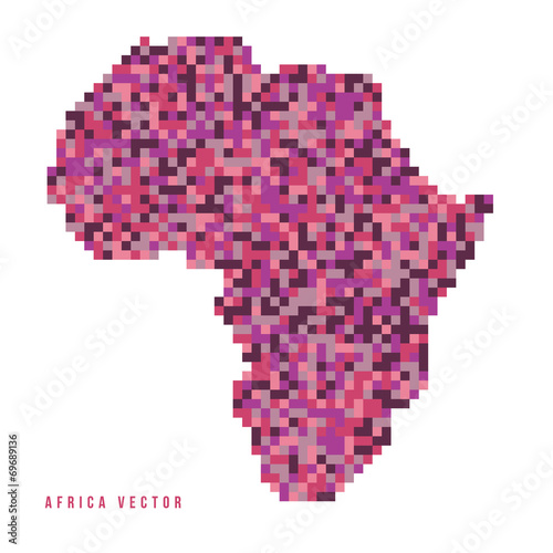 A vector outline of the continent of Africa in a pixel art style