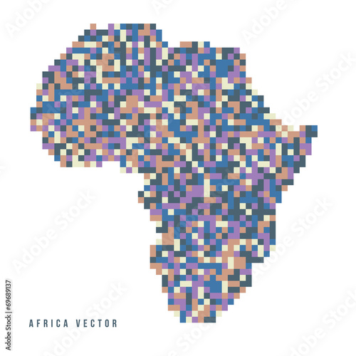 A vector outline of the continent of Africa in a pixel art style