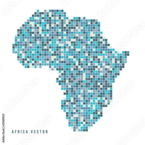 A vector outline of the continent of Africa in a pixel art style