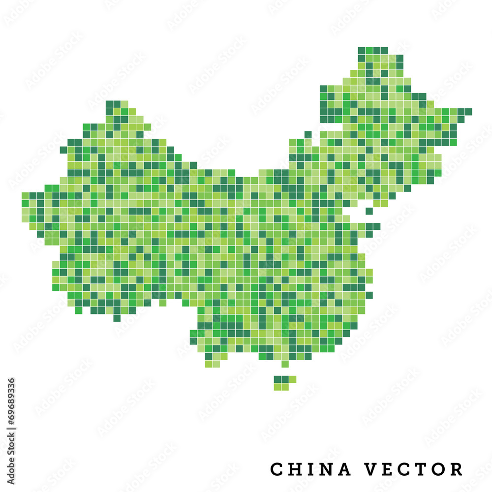 Pixel art outline of China Pixel art outline of China