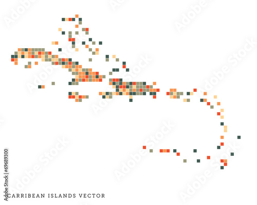 Pixel art outline of the Caribbean Islands