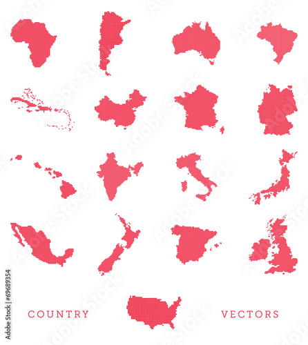A vector set of various countries in a pixel art style