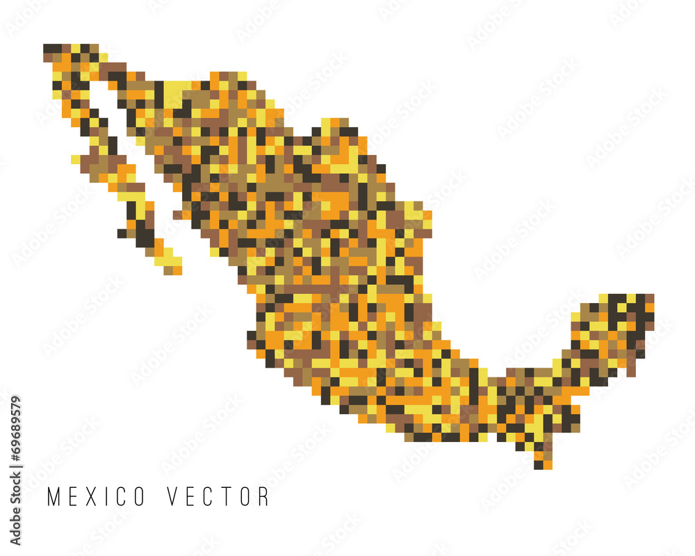 Fototapeta premium A vector outline of Mexico in a pixel art style