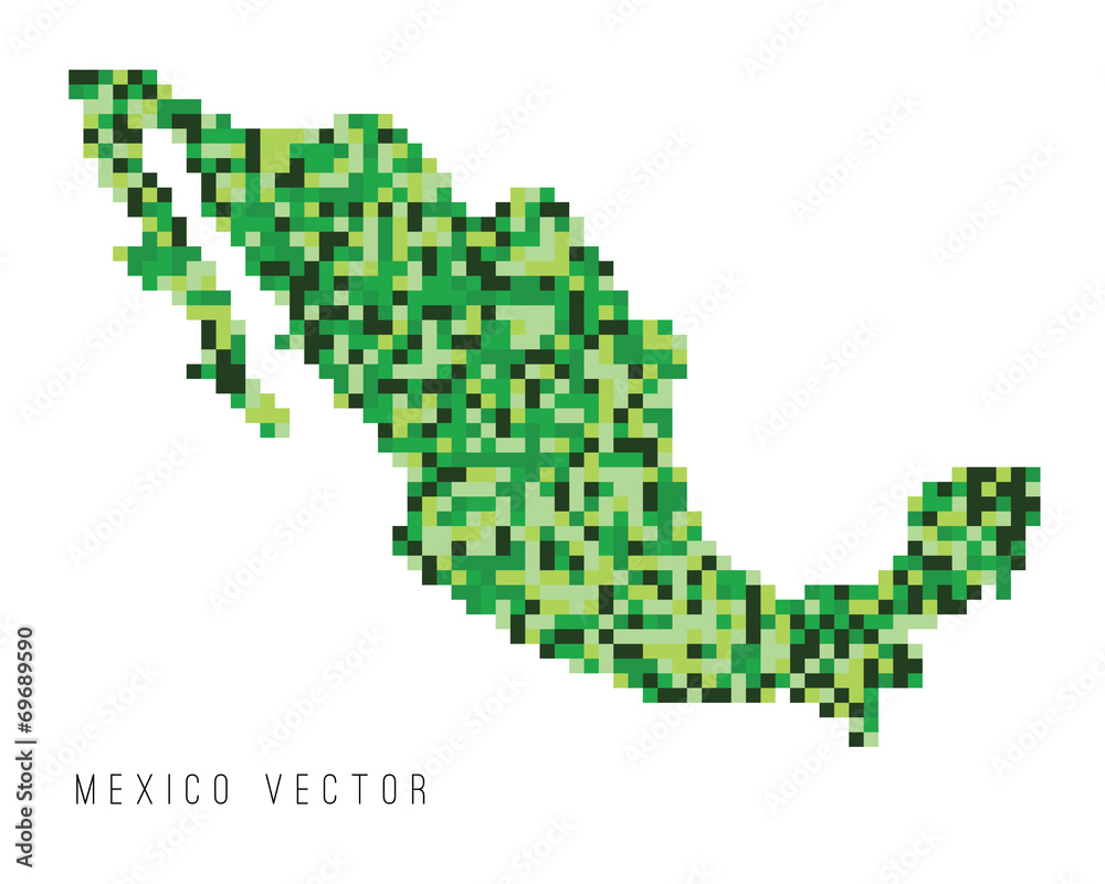 A vector outline of Mexico in a pixel art style A vector outline of Mexico in a pixel art style