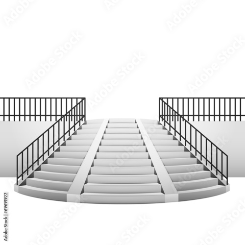 circular staircase with handrail on white background