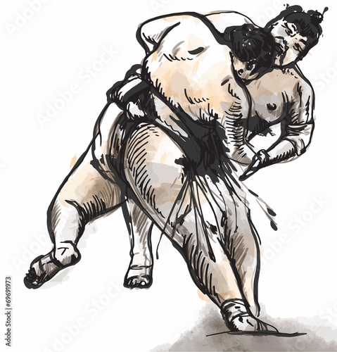 Sumo. Hand drawn vector in calligraphic style  converted 