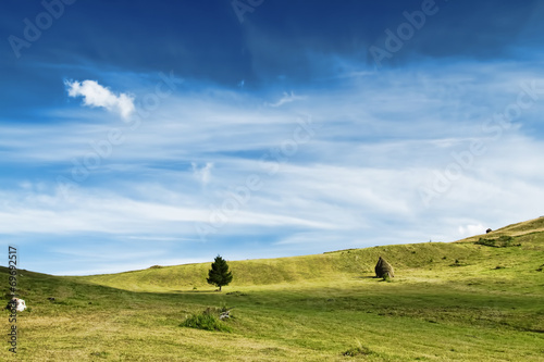 Majestic Countryside Landscape.Dramatic Sky and Meadow